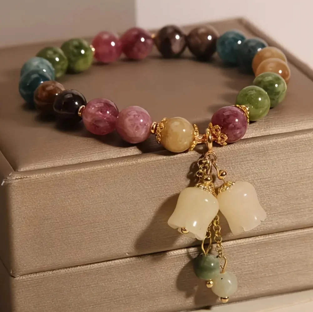 Multicolor Beaded Bracelet with Gold Accents‎